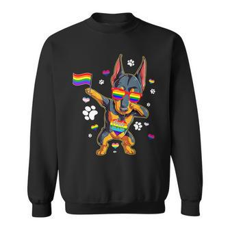 Funny Dabbing Doberman Pinscher Lgbt-Q Gay Pride Month Lgbt Sweatshirt | Mazezy