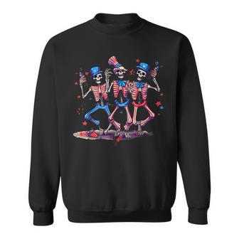 Funny Dancing Skeleton 4Th Of July American Flag Dancing Funny Gifts Sweatshirt | Mazezy