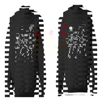 Funny Dancing Skeletons American Flag 4Th Of July Dancing Funny Gifts Sweatshirt | Mazezy