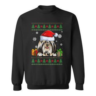 Dog Lovers Shih Tzu Santa Hat Ugly Christmas Sweater Sweatshirt - Monsterry