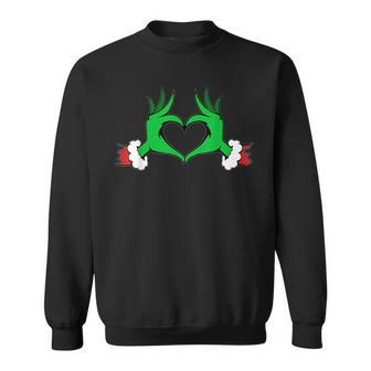 Elf With Cute Heart Hands Style Christmas Costumes Sweatshirt | Mazezy