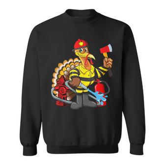 Funny Fireman Firefighter Turkey Happy Thanksgiving Day Kids Sweatshirt | Mazezy UK