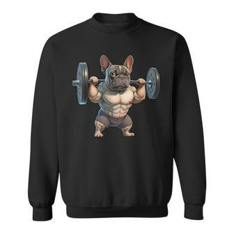 Funny French Bulldog Bodybuilding Gym Frenchie Weightlifter Sweatshirt | Mazezy