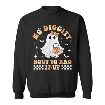 Ghost No Diggity Bout To Bag It Up Spooky Halloween Sweatshirt - Seseable