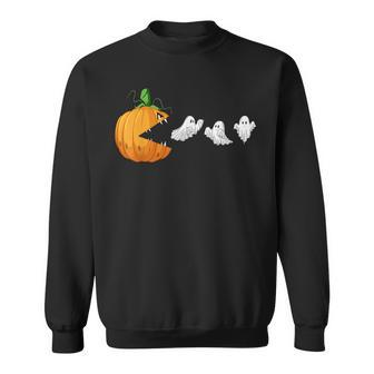 Halloween Scary Pumpkin Ghosts Creepy Halloween Gamer Sweatshirt - Monsterry DE