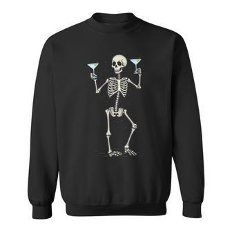 Halloween Skeleton Drinking Martini Cocktail Sweatshirt - Thegiftio UK