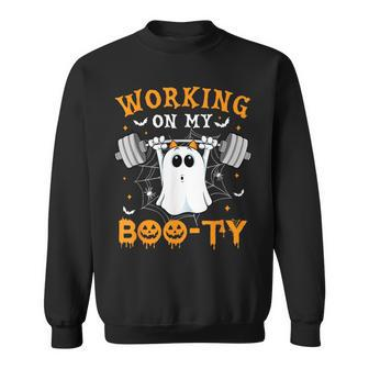 Halloween Working On My Booty Workout Gym Sweatshirt - Monsterry
