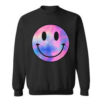 Funny Happy Face Tie Dye Smile Face Meme Trendy Sweatshirt - Seseable