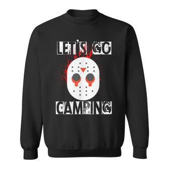 Horror Halloween Let's Go Camping Mask Serial Killer Halloween Sweatshirt | Mazezy