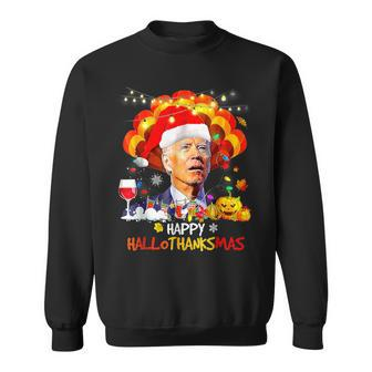 Joe Biden Happy Hallothanksmas Merry Halloween Sweatshirt - Seseable