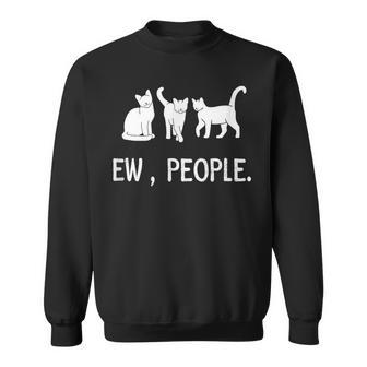 Funny Meow Kitty Black Cat Funny Ew People Meowy Cat Lovers Sweatshirt | Mazezy CA