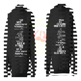 Funny Never Underestimate An Old Man With Boxing Gloves Sweatshirt - Seseable
