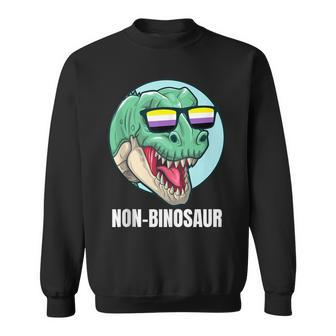 Non-Binosaur Non-Binary Nonbinary Pride Flag Sweatshirt | Mazezy