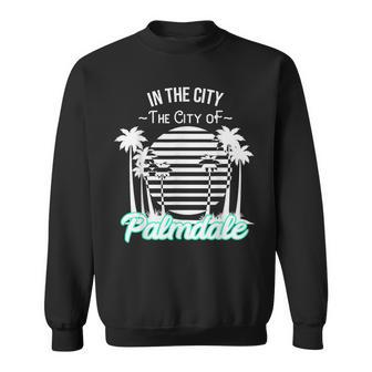 Palmdale California Tropical Palm Tree Sunset Sweatshirt | Mazezy