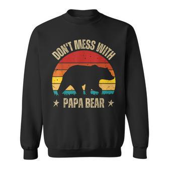 Funny Papa Bear Dont Mess With Papa Bear Retro Design Sweatshirt | Mazezy