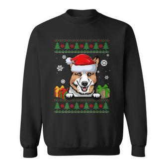 Pembroke Welsh Corgi Santa Hat Ugly Christmas Sweater Sweatshirt - Monsterry UK