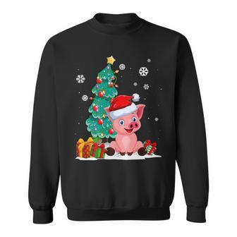 Pig Lovers Cute Pig Santa Hat Ugly Christmas Sweater Sweatshirt - Monsterry AU