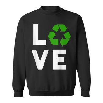 Recycling Symbol Environmental Planet I Love Recycle Sweatshirt | Mazezy