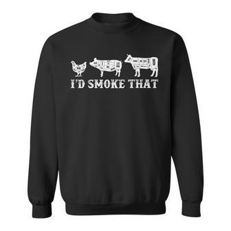 Funny Retro Bbq Party Smoker Chef Dad Gifts Id Smoke That Sweatshirt | Mazezy
