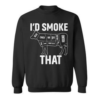 Funny Retro Bbq Party Smoker Chef Dad Id Smoke That Sweatshirt | Mazezy