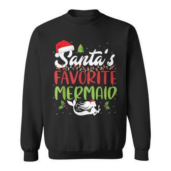 Santa's Favorite Mermaid Christmas Santa Hat Lights Sweatshirt - Monsterry AU