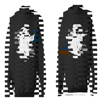 Funny School Custodian Ghost Spooky Vibes Vintage Halloween Halloween Funny Gifts Sweatshirt | Mazezy