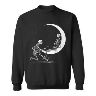 Skeleton Band With Playing Guitar Moon Sweatshirt - Monsterry