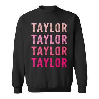 Taylor First Given Name Retro Vintage Distressed Sweatshirt - Monsterry DE