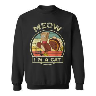 Thanksgiving Day Fake Cat Turkey Meow Autumn Family Sweatshirt - Thegiftio UK
