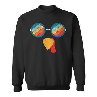 Thanksgiving Turkey Face Wearing Retro Sunglasses Sweatshirt | Mazezy