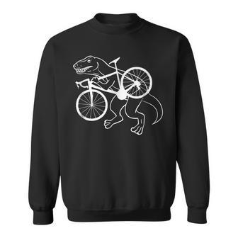 Funny Trex Cyclocross Bike Cross Dinosaur In White Aay018 Dinosaur Funny Gifts Sweatshirt | Mazezy