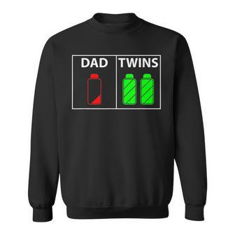 Funny Twin Dad Low Battery Power Twins Fathers Day Gift Gift For Mens Sweatshirt | Mazezy