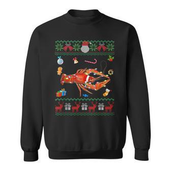 Ugly Xmas Sweater Animals Lights Christmas Lobster Sweatshirt | Mazezy