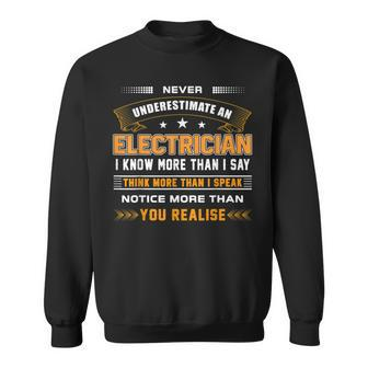 Never Underestimate Electrician Technician Engineer Sweatshirt - Monsterry DE