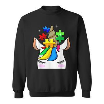 Funny Unicorn Autism Awareness Puzzle Pieces Gift Girls Kids Unicorn Funny Gifts Sweatshirt | Mazezy UK