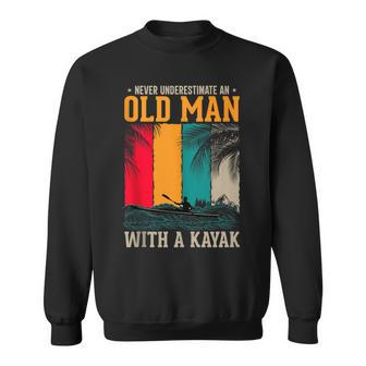 Vintage Never Underestimate An Old Man With A Kayak Sweatshirt - Thegiftio UK