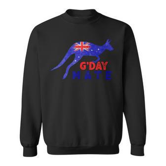G Day Mate Funny Aussie Animal Kangaroo Australia Flag Retro Sweatshirt - Monsterry CA