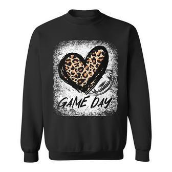 Game Day Football Leopard Print Heart Style Football Lovers Sweatshirt - Seseable