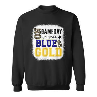On Gameday Football We Wear Gold And Blue Leopard Print Sweatshirt | Mazezy