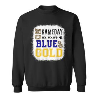 On Gameday Football We Wear Gold And Blue Leopard Print Sweatshirt - Seseable