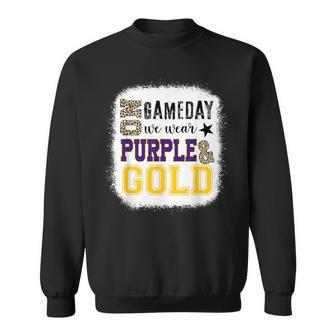 On Gameday Football We Wear Purple And Gold Leopard Print Sweatshirt | Mazezy