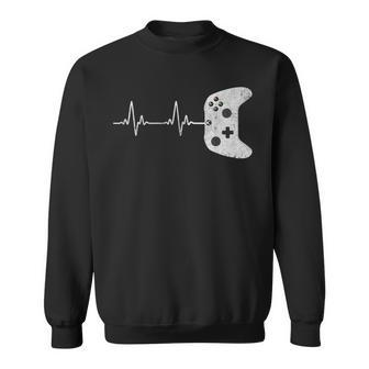 Gamer Heartbeat Funny Vintage Game Controller Sweatshirt | Mazezy UK