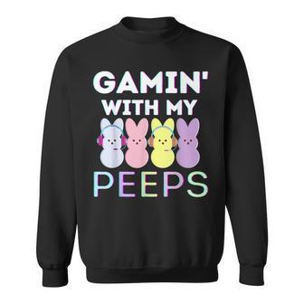 Gaming With My Peeps Easter Peep Video Game Gamer Funny Men Sweatshirt | Mazezy