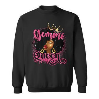 Gemini Queen Birthday Afro Girls Black Zodiac Birthday Sweatshirt | Mazezy