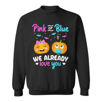 Gender Reveal Halloween Pregnancy Announcement Pink Or Blue Sweatshirt | Mazezy