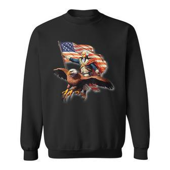 George Washington Riding A Bald Eagle Patriotic Woman Man Patriotic Funny Gifts Sweatshirt | Mazezy