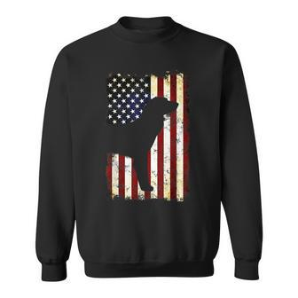 German Longhaired Pointer Silhouette American Flag Sweatshirt | Mazezy