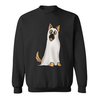 German Shepherd Cute Dog Wearing Ghost Halloween Halloween Sweatshirt | Mazezy