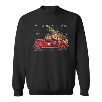 German Shepherd Dog Love Red Pickup Truck Christmas Sweatshirt | Mazezy