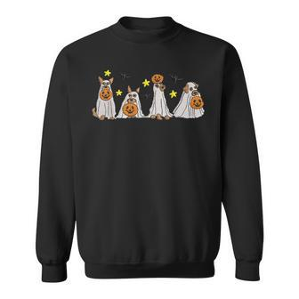 Ghost Dog Embroidered Halloween Pumpkins Dog Lovers Dog Mom Sweatshirt - Thegiftio UK